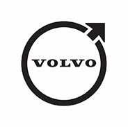 The volvo logo is a black and white circle with an arrow in the middle.