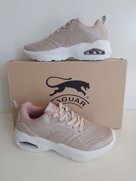 Un par de zapatos de jaguar sobre una caja de cartón.