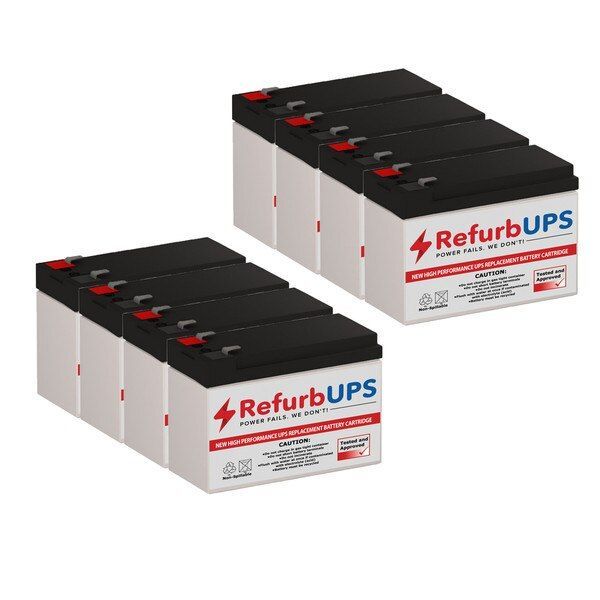 Two boxes of refurb ups batteries are stacked on top of each other