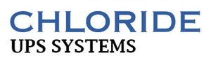 The logo for chloride ups systems is blue and black on a white background.