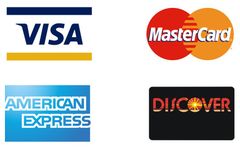 A visa mastercard american express and discover logo on a white background