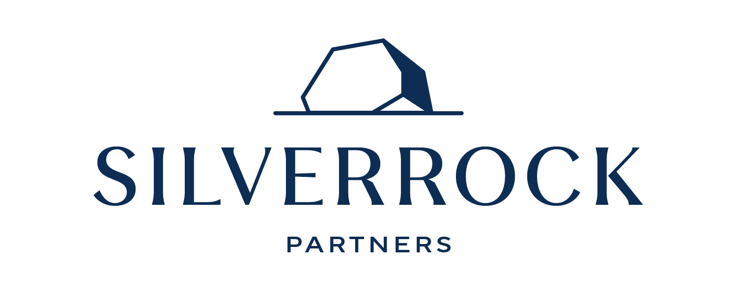 Silverrock Partners logo: blue geometric rock icon above "SILVERROCK" and "PARTNERS" in dark blue text.