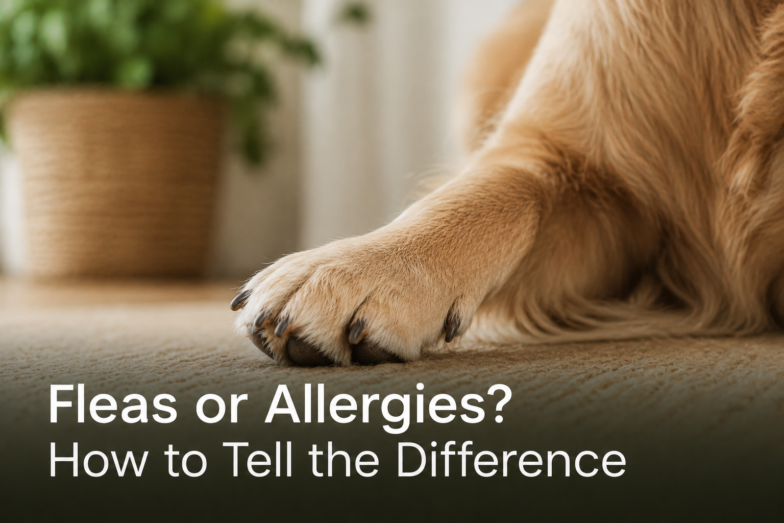 Dog scratching paw illustrating fleas or environmental allergies in Plantation