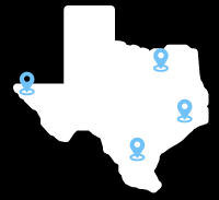 Map of Texas showing Evolve's area of service