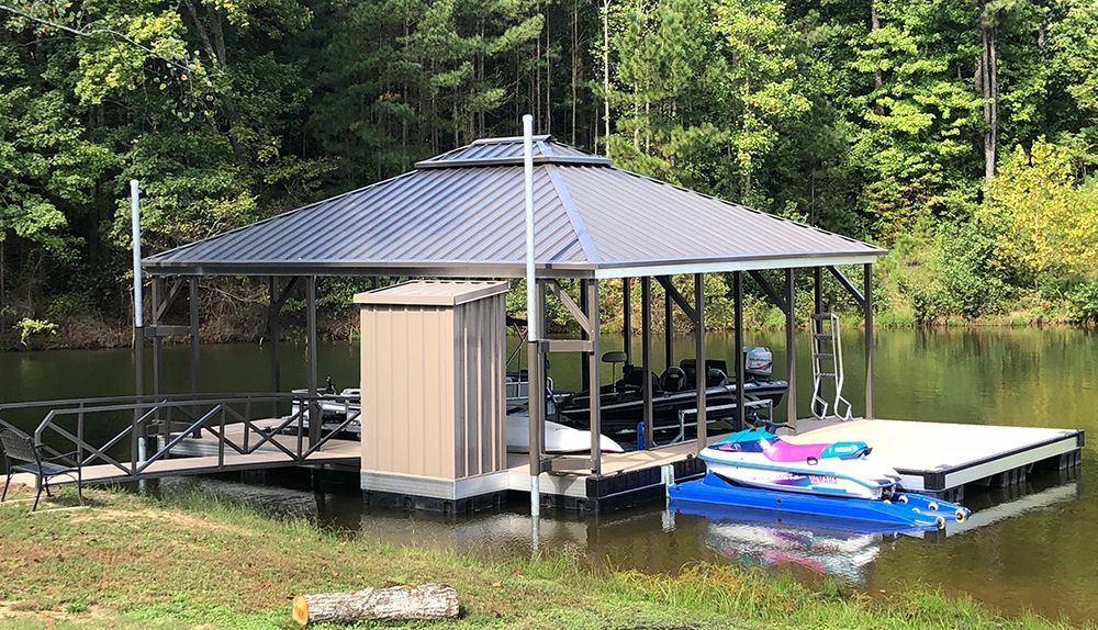 Double slip hip roof boat dock - Dock Solutions of Kentucky | Lexington, KY