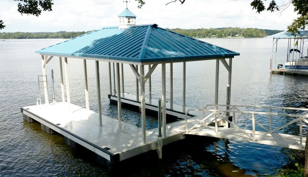 Hawaiian roof panel matched with silverstone decking - Dock Solutions of Kentucky | Lexington, KY