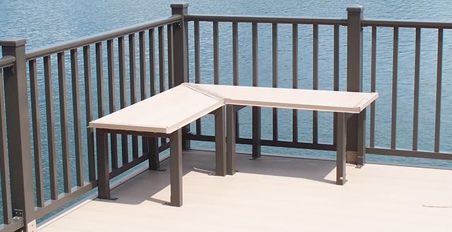 Wooden Bench Is Sitting on A Deck Next to A Railing - Dock Solutions of Kentucky | Lexington, KY
