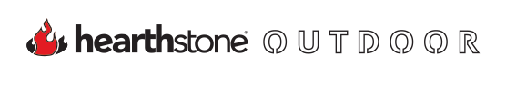 The logo for hearthstone outdoor has a red flame on it.