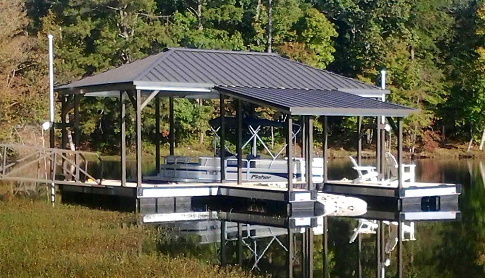 Burnished slate roof and posts with buckskin decking - Dock Solutions of Kentucky | Lexington, KY