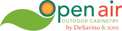A logo for open air outdoor cabinetry by desavino & sons