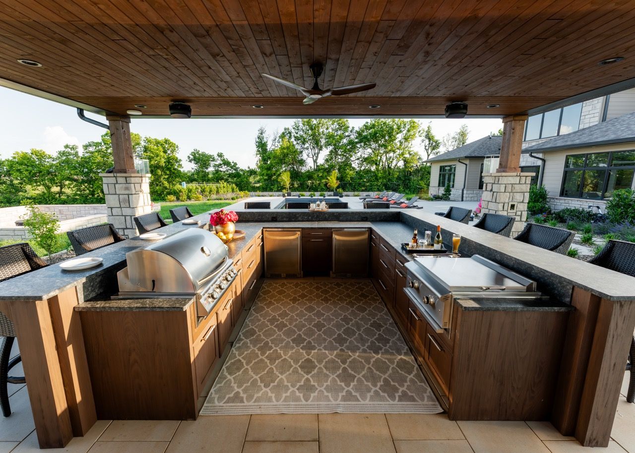 Large Outdoor Kitchen with A Green Egg on The Counter - Dock Solutions of Kentucky | Lexington, KY