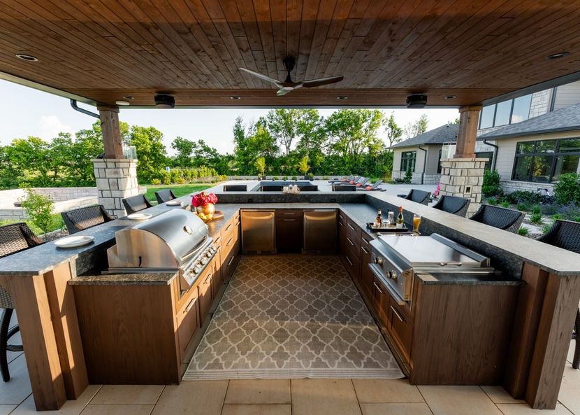 Large Outdoor Kitchen with A Green Egg on The Counter - Dock Solutions of Kentucky | Lexington, KY
