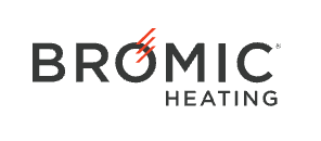 The logo for bromic heating has a red lightning bolt on it.