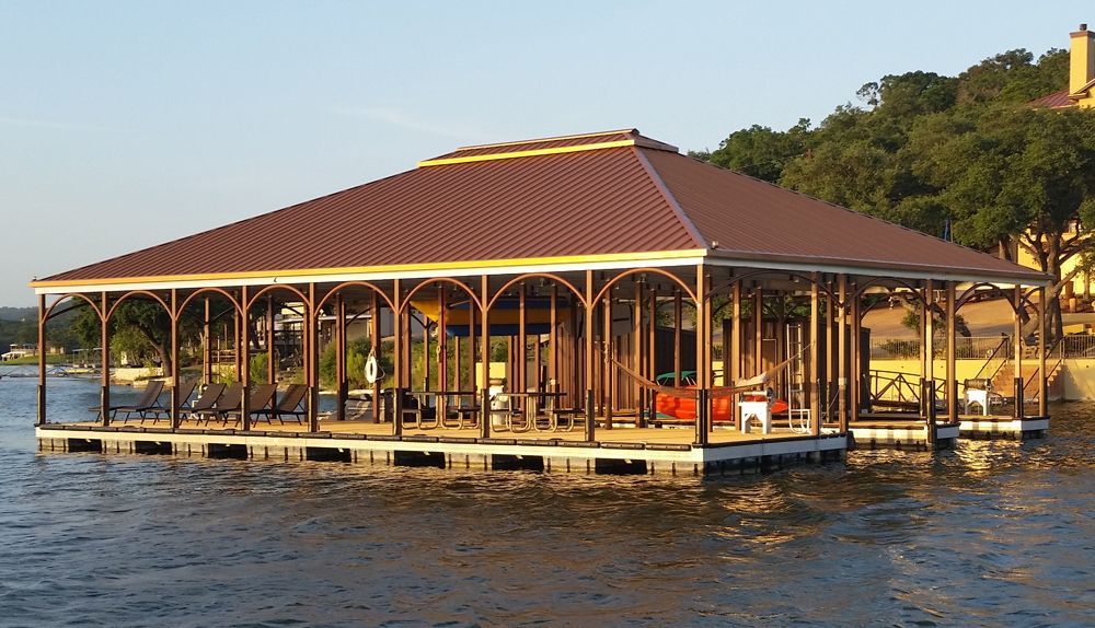 Beaumont series dock with burnished slate roofing - Dock Solutions of Kentucky | Lexington, KY
