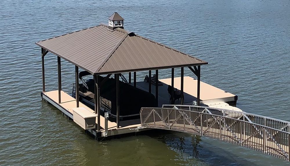 Single slip hip roof boat dock - Dock Solutions of Kentucky | Lexington, KY