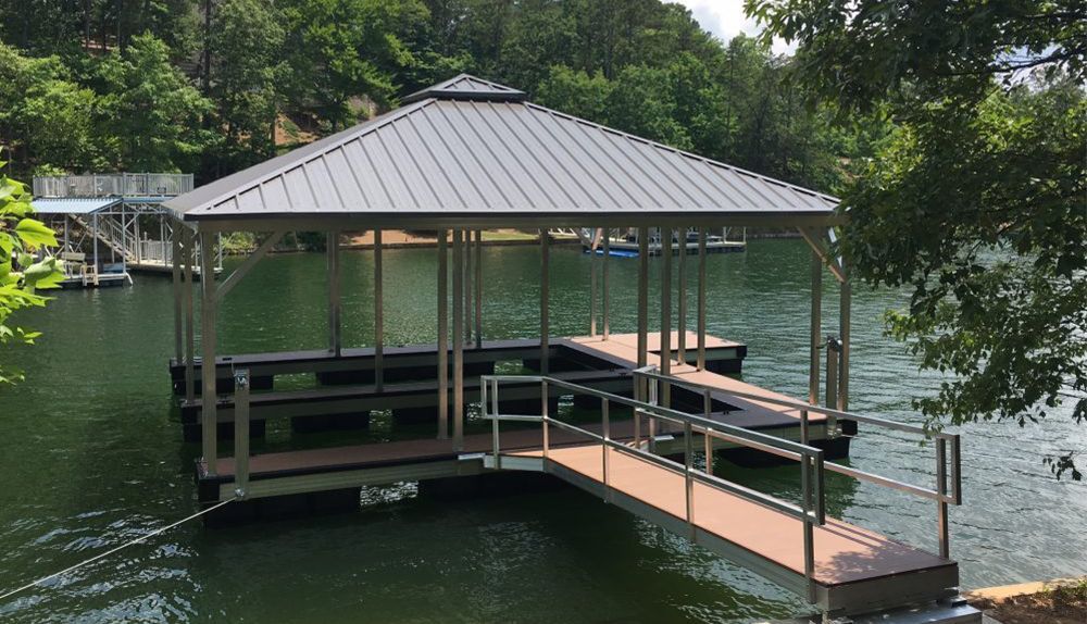 Hearthstone decking matched with burnished slate hip roof - Dock Solutions of Kentucky | Lexington, KY