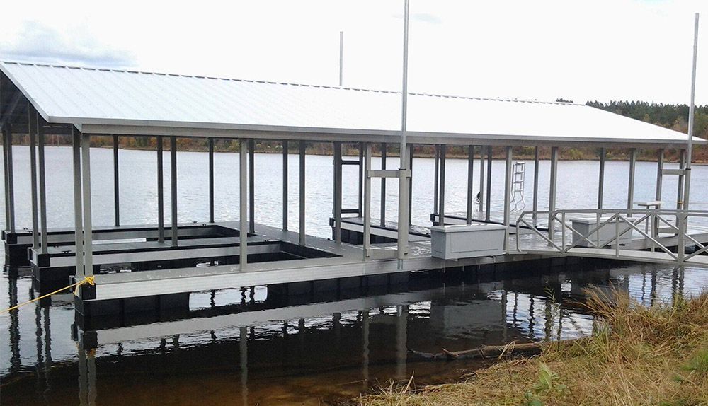 Custom quad-slip gable roof boat dock - Dock Solutions of Kentucky | Lexington, KY