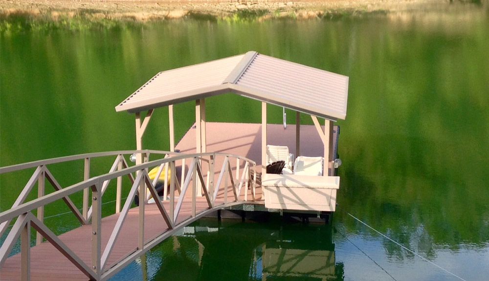 Gable roof platform with jumbo dock locker - Dock Solutions of Kentucky | Lexington, KY