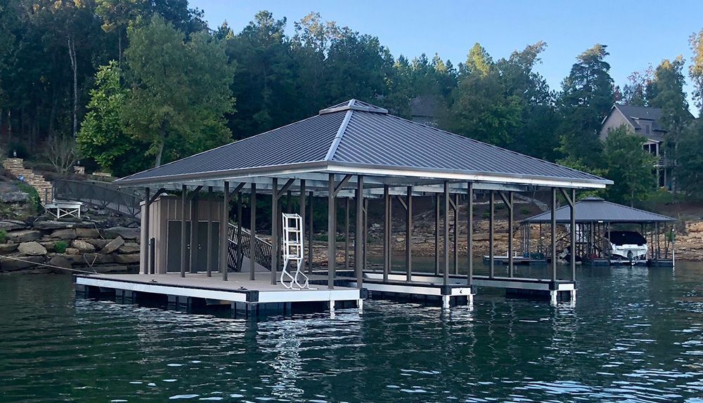 Double slip hip roof boat dock - Dock Solutions of Kentucky | Lexington, KY
