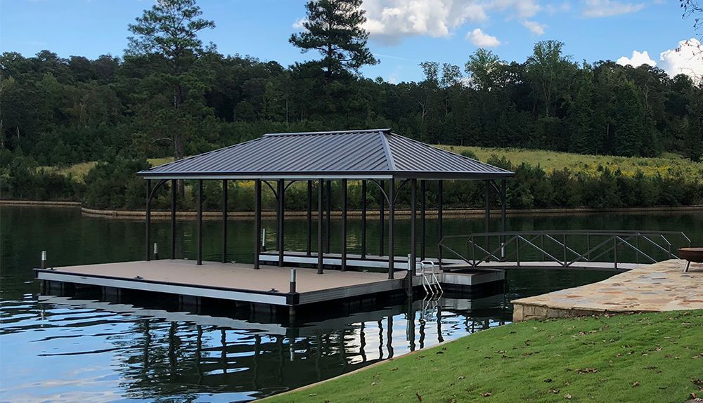 Single slip hip roof boat dock - Dock Solutions of Kentucky | Lexington, KY