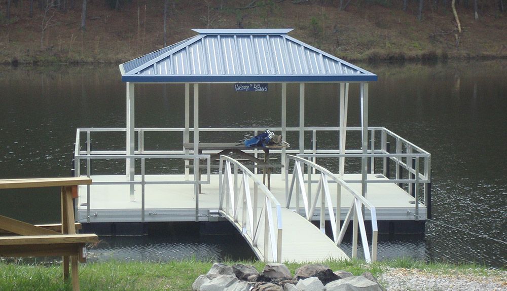 Flotation Systems Pier: Blue and White Dock - Dock Solutions of Kentucky | Lexington, KY