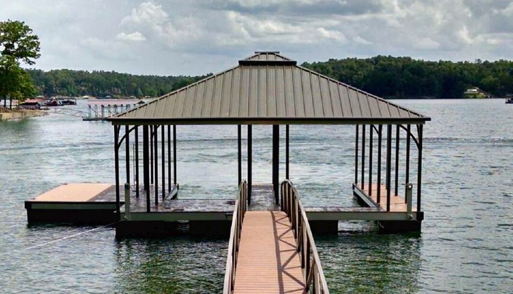 Hearthstone decking with burnished slate roof and railings - Dock Solutions of Kentucky | Lexington, KY