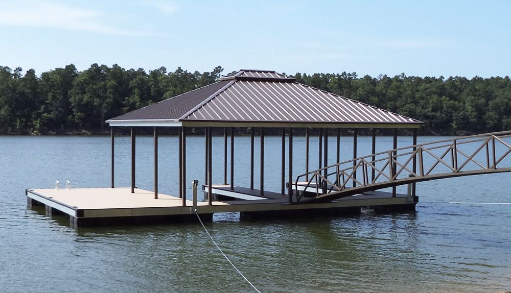Buckskin decking with burnished slate roof and railings - Dock Solutions of Kentucky | Lexington, KY