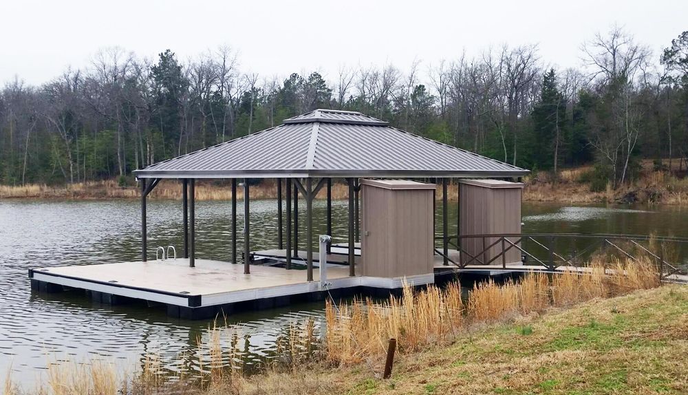 Buckskin decking paired with burnished slate roof and railings - Dock Solutions of Kentucky | Lexington, KY