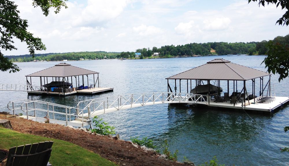 Buckskin decking paired with burnished slate roof and posts - Dock Solutions of Kentucky | Lexington, KY
