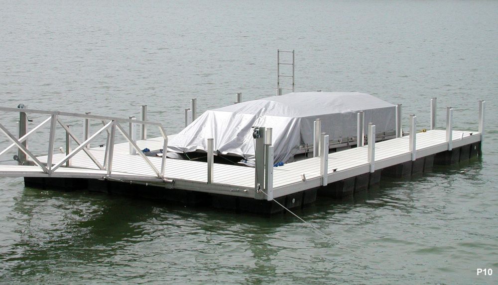 Silverstone decking with single slip and swim ladder, future roof ready - Dock Solutions of Kentucky | Lexington, KY