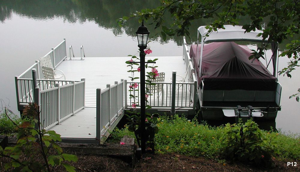 Silverstone decking and railing with pickets and swim ladder - Dock Solutions of Kentucky | Lexington, KY