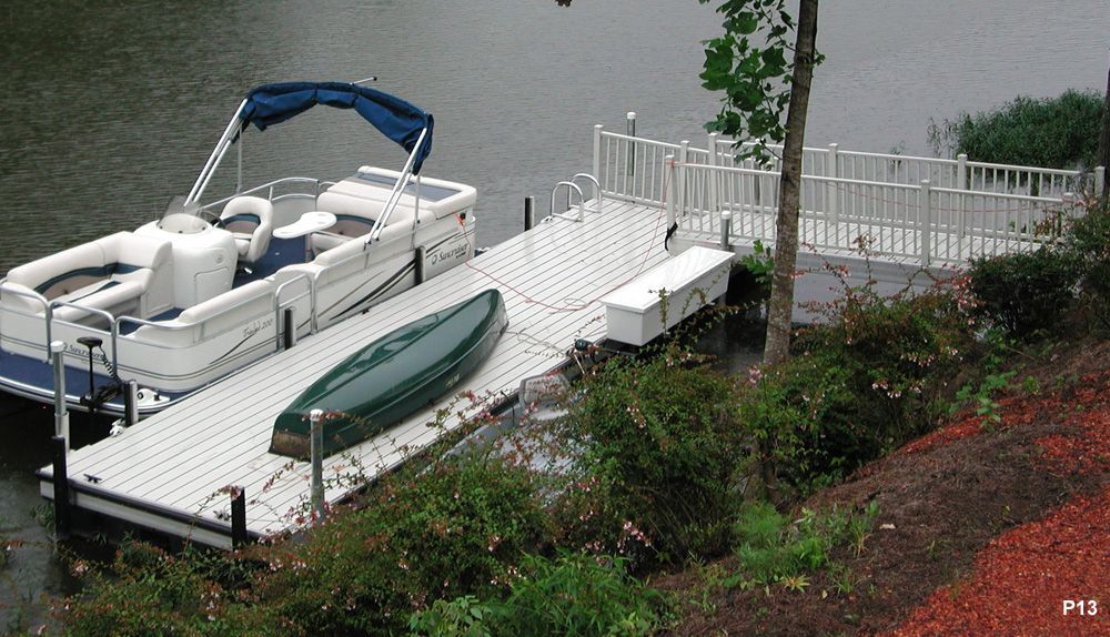 Silverstone decking and railings with dock locker and swim ladder - Dock Solutions of Kentucky | Lexington, KY
