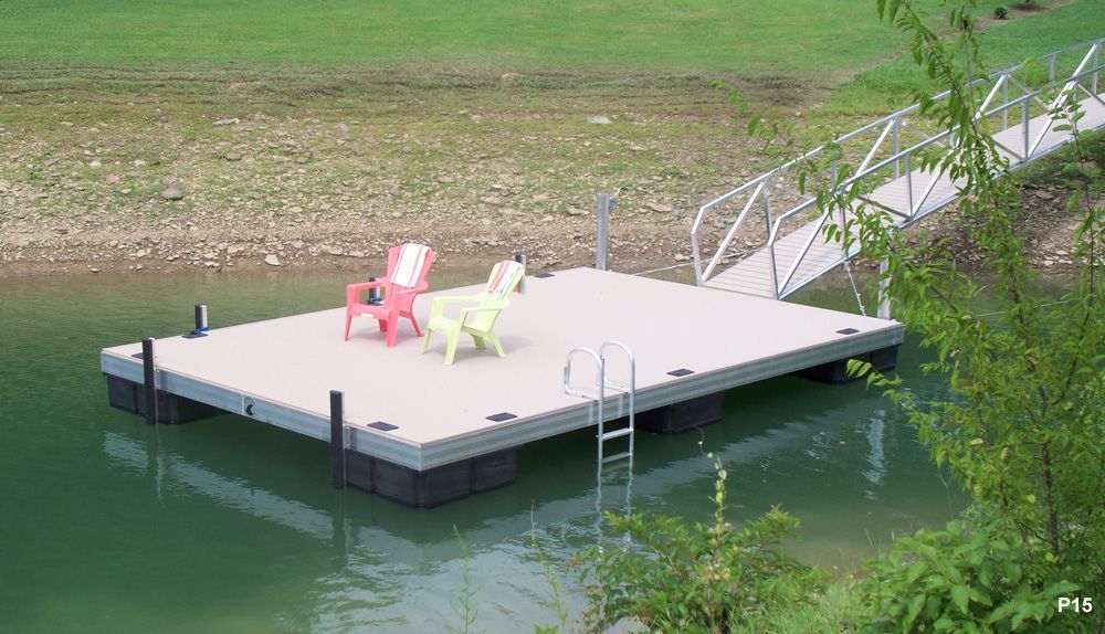 Buckskin decking with swim ladder, bumpers, and recessed cleats - Dock Solutions of Kentucky | Lexington, KY