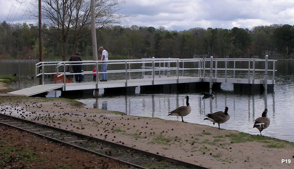 Silverstone decking and mill-finished aluminum railing with split safety handrails - Dock Solutions of Kentucky | Lexington, KY