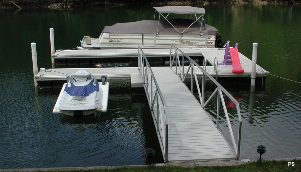 Silverstone decking and railing with single slip and roller platform - Dock Solutions of Kentucky | Lexington, KY
