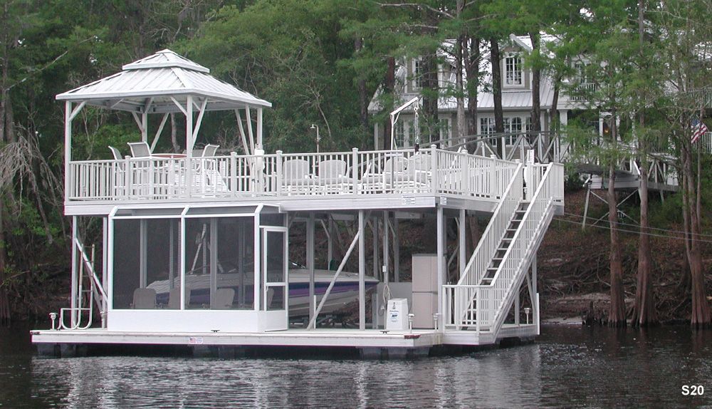 ilverstone decking and railings, galvalume roof, with swim platform, custom screen porch, and hip shade - Dock Solutions of Kentucky | Lexington, KY