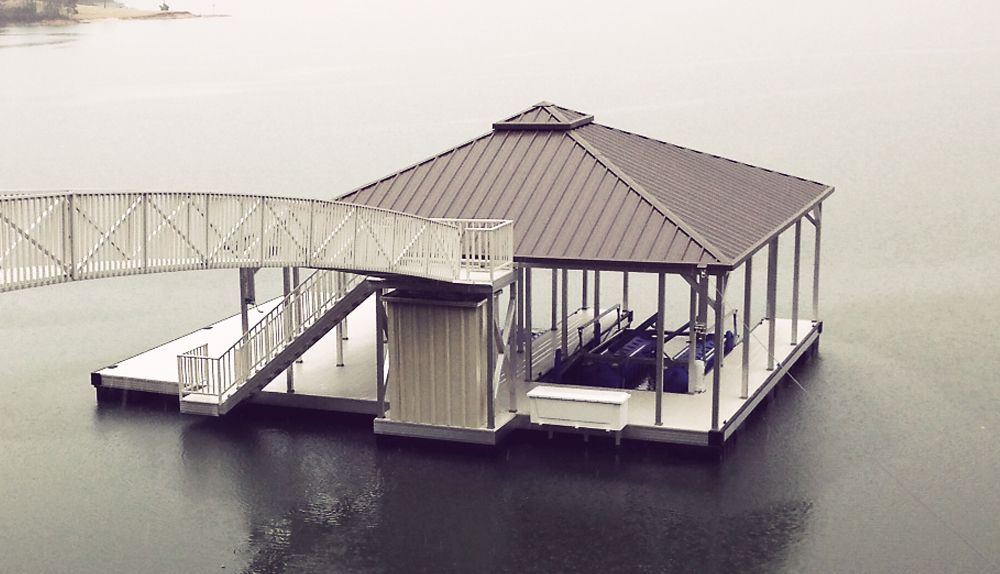 Burnished slate roof with granite gray decking and railing - Dock Solutions of Kentucky | Lexington, KY