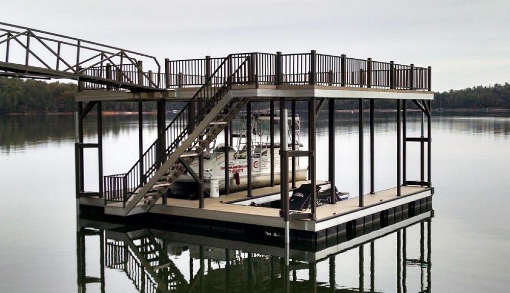 Buckskin decking with burnished slate railings - Dock Solutions of Kentucky | Lexington, KY