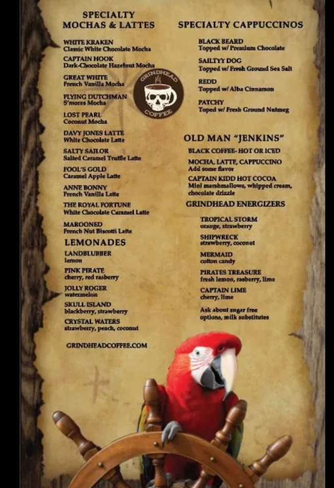 Menu — Hot Springs, AR — Grindhead Coffee Company