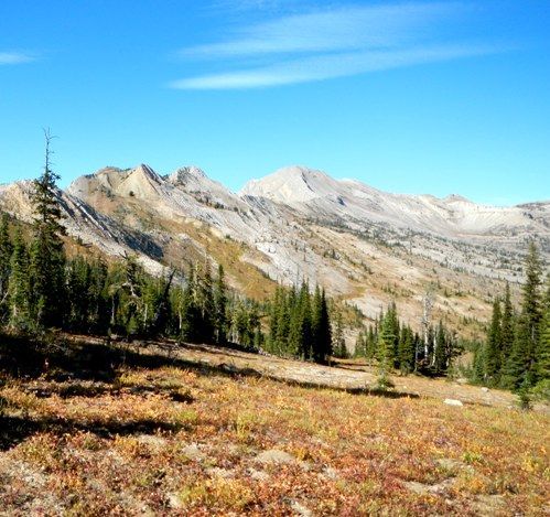 A mountain range with trees on the side of it