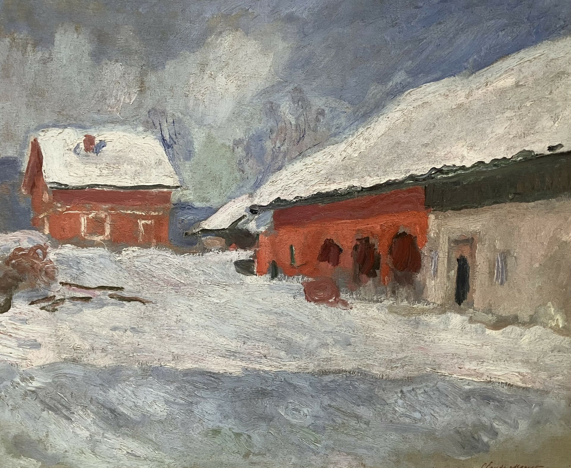 Røde hus på Bjørnegård malt av Claude Monet.