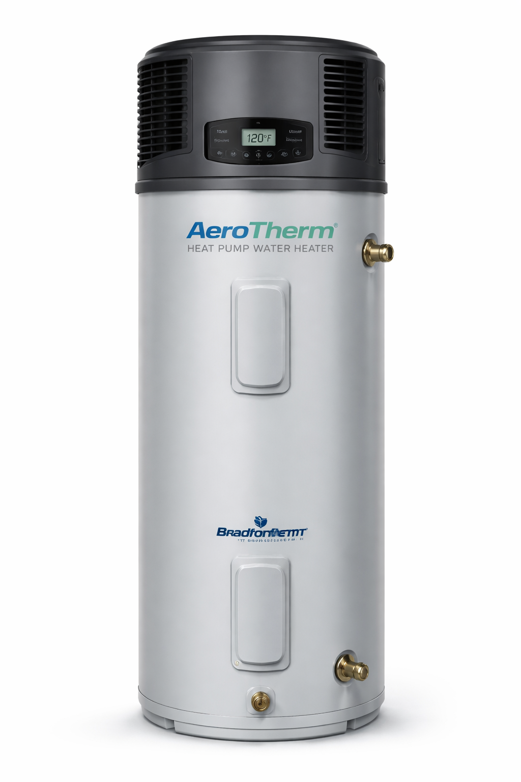 Two workers in orange safety gear cleaning a manhole in an urban setting.