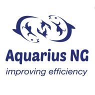 A blue logo for Aquarius ng improving efficiency Seafood Systems ACSS UK