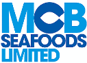 The logo for mcb seafood limited is blue and white.