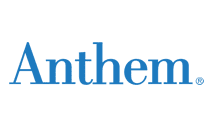 The anthem logo is blue and white on a white background.
