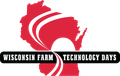 a logo for Wisconsin farm technology days with a map of Wisconsin