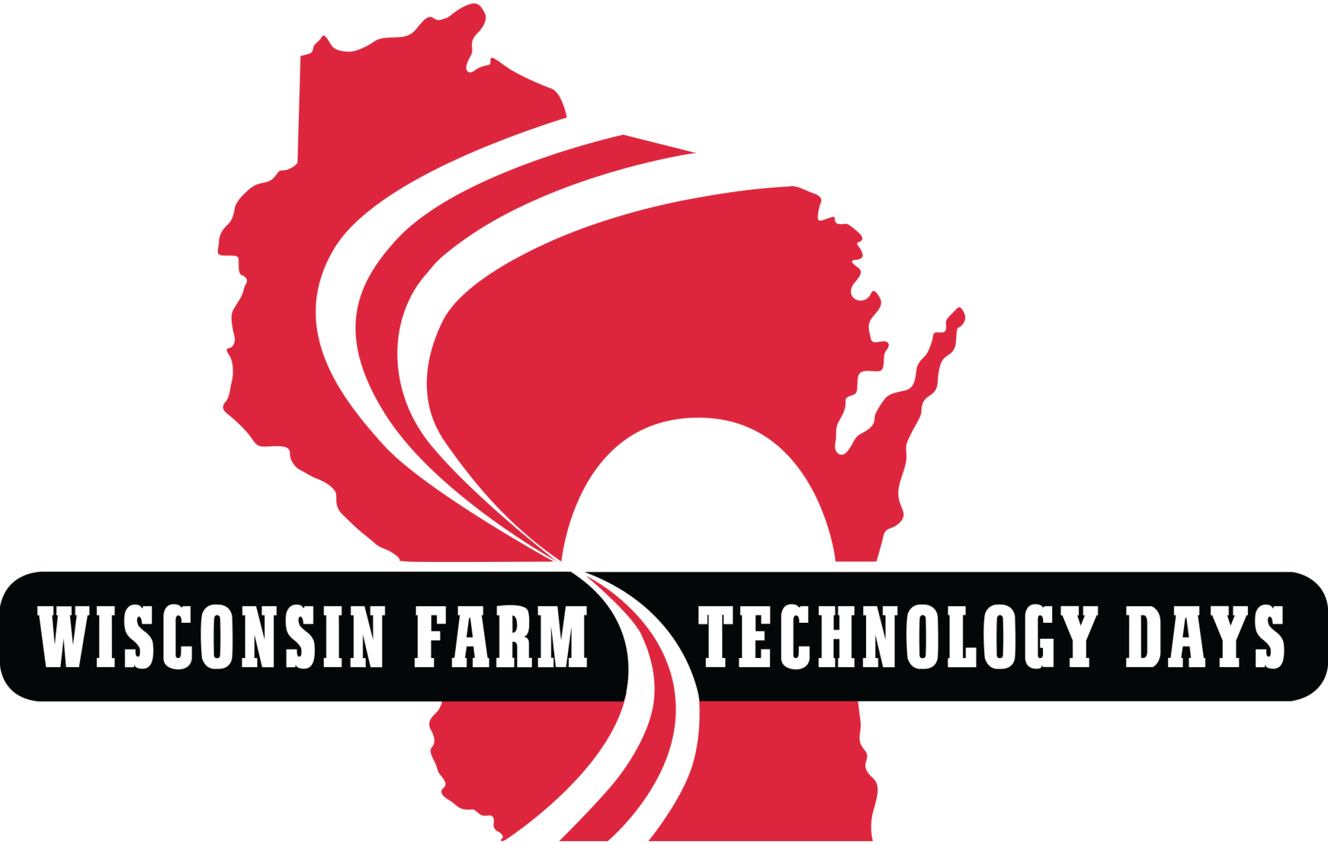 a logo for Wisconsin farm technology days with a map of Wisconsin