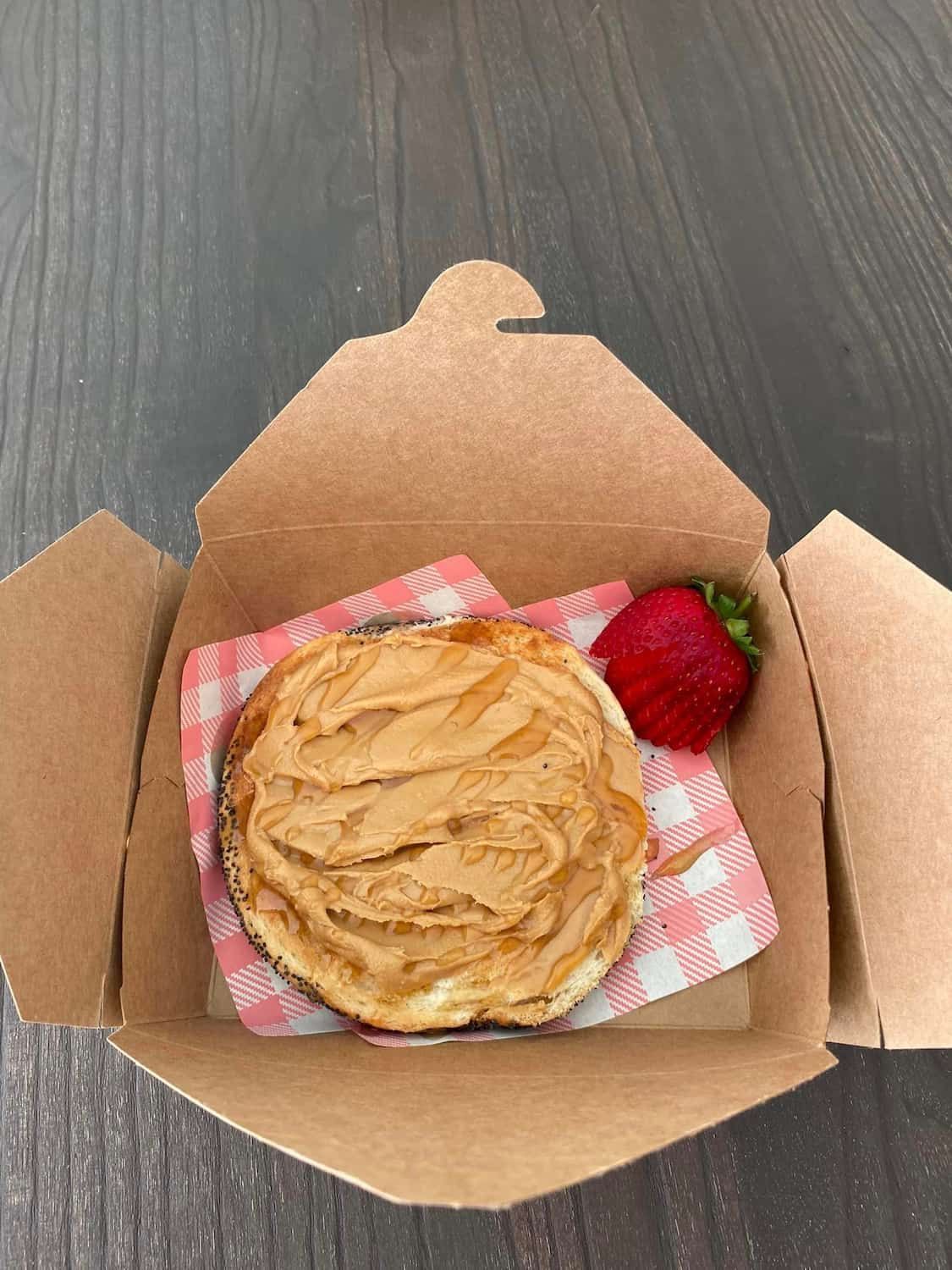 A Sandwich With Peanut Butter And A Strawberry In A Box — Independent Beans in Kirwan, QLD