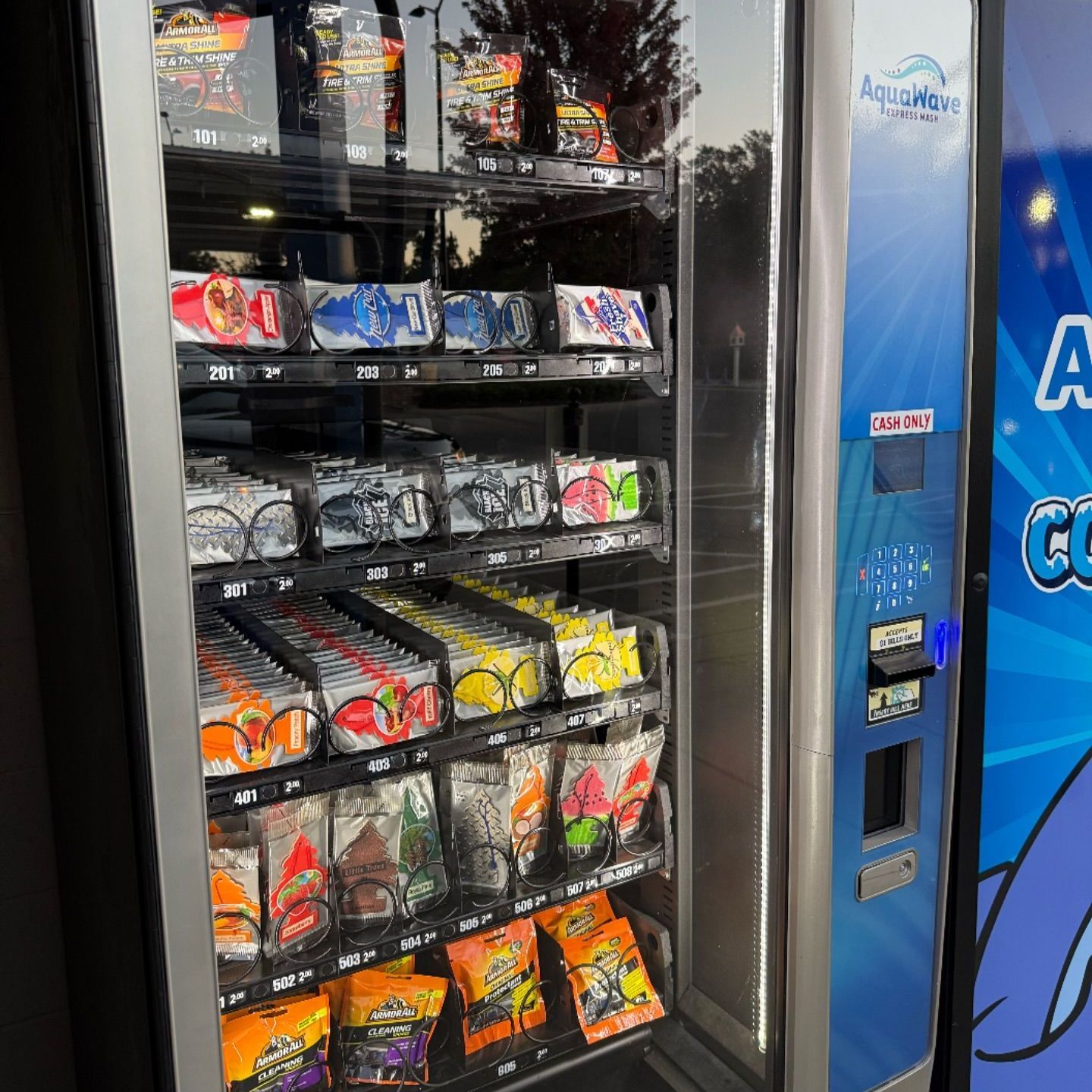 ONSITE VENDING MACHIENS PACKED WITH CLEAN CAR AND AIR FRESHNERS