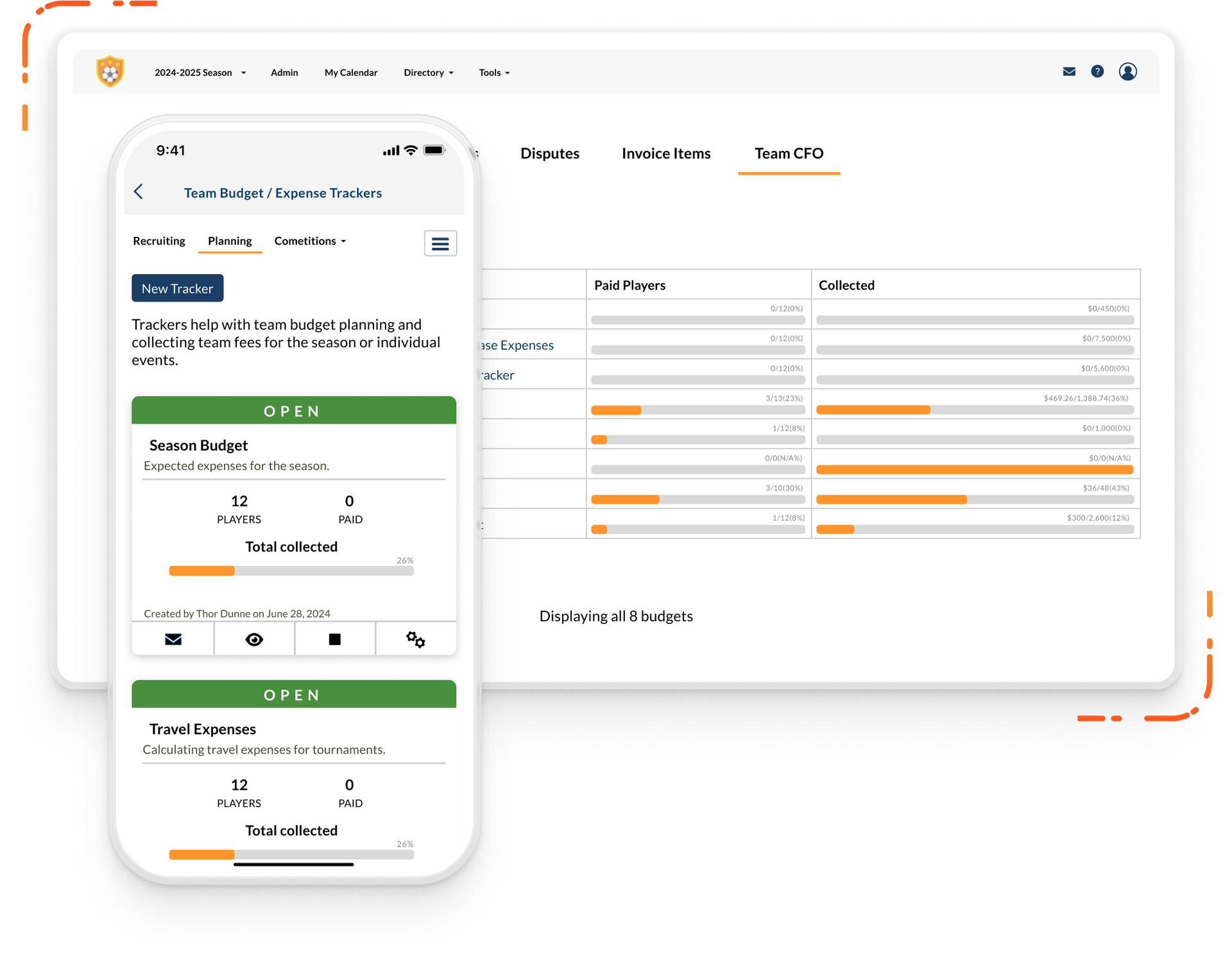 Byga youth sports club management team financial monitoring dashboard